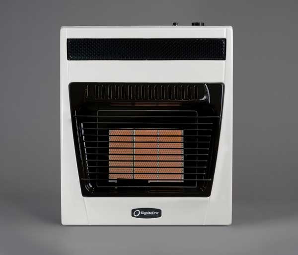 SignitePro infrared vent-free heater, front view.